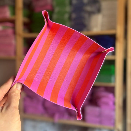 Preppy Stripe Valet Tray Pink Orange Stripe
