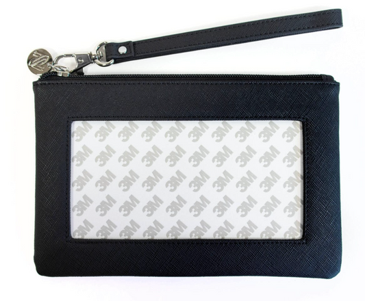 Saffiano Leather Accessory Bag - Black