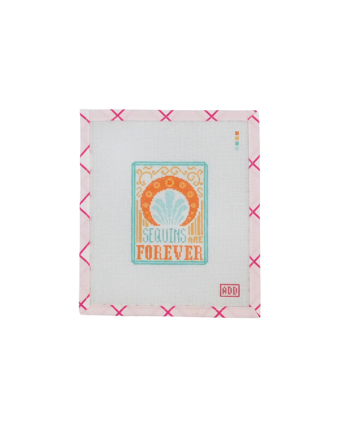 Product packaging with text 'Sequins are Forever' on a white background