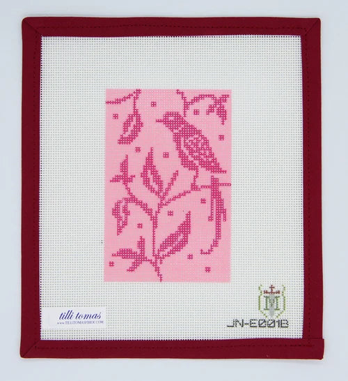 Pink Bird in Branches 2.75 x 4.25 18 mesh
