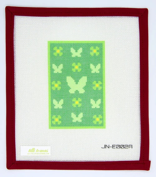 Green Floral Butterfly Passport Cover 2.75 x 4.25 18 mesh