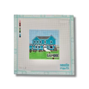 Cross stitch kit with a blue house design on a white background