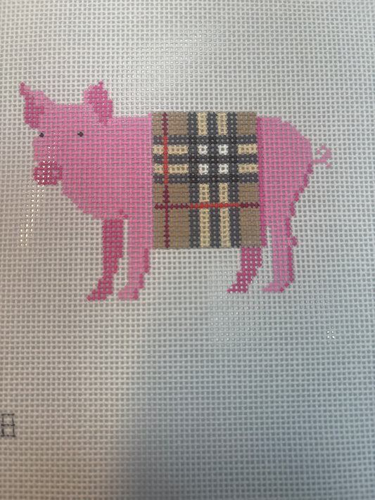 Pig in a B Plaid Blanket