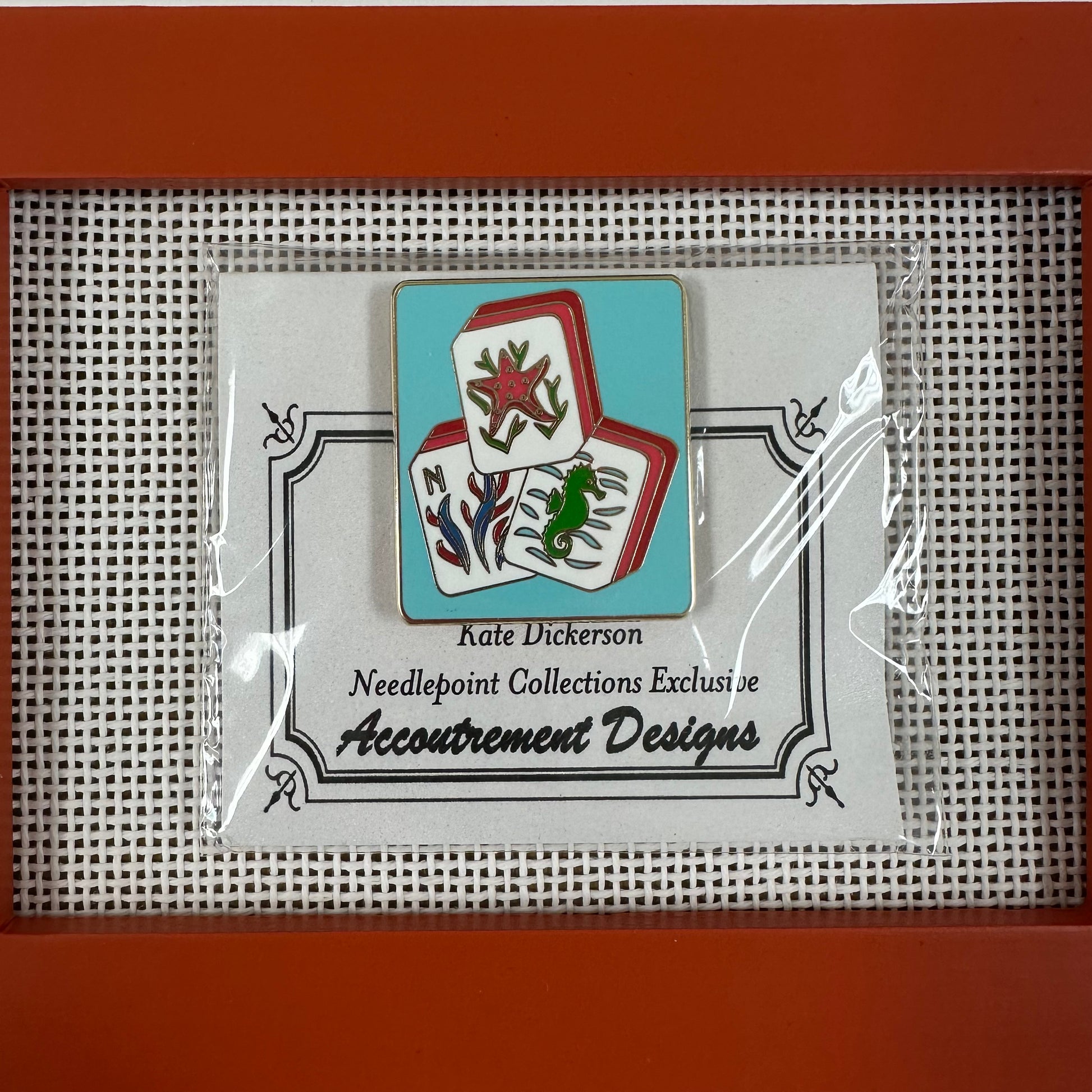 Needlepoint accoutrement design pin on canvas kit