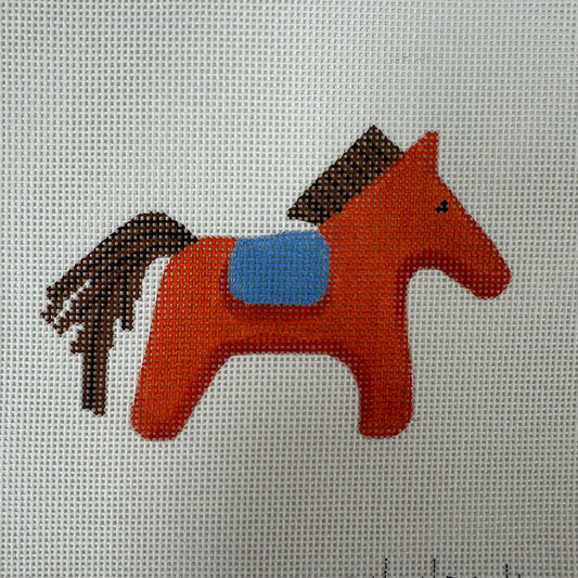 Hermes Horse with Saddle (Orange, Brown, & Blue)