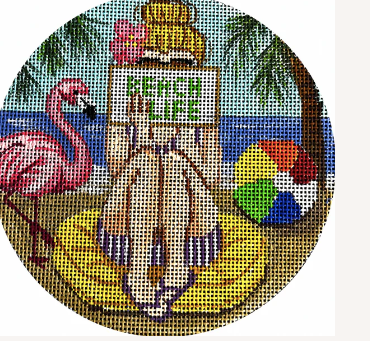 Beach Stitching Girl