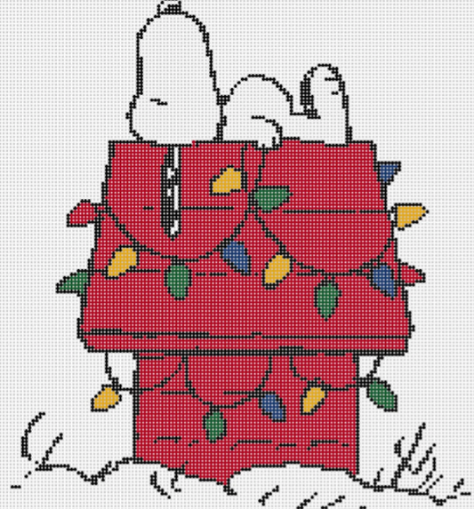 Snoopy on Lit Doghouse