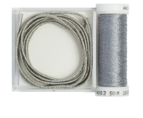 Russia Braid with Couching Thread - Coin Silver