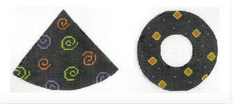 Two circular textured objects with colorful patterns on a white background