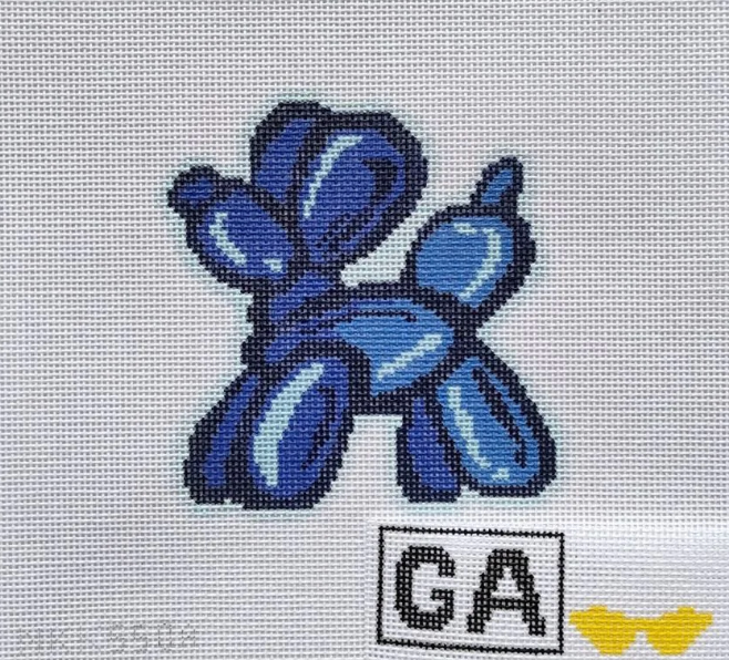 Blue balloon dog needlepoint design