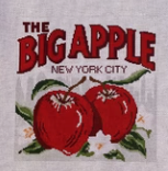 Logo of 'The Big Apple' with red apples and text on a white background