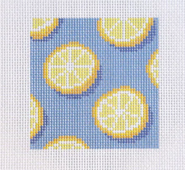 Pattern of lemon slices on a blue background