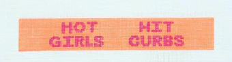 Text 'HOT GIRLS CURBS' on a pink and orange striped background