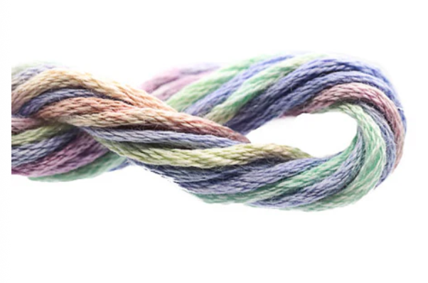 Multicolored yarn skein on a white background