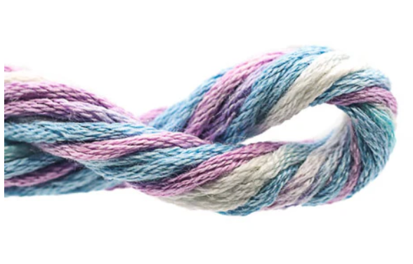 Multicolored yarn skein on a white background