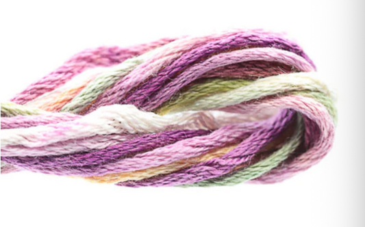 Multicolored yarn skein on a white background