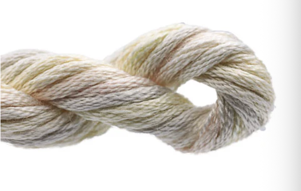 Ball of yarn with a gradient of beige and brown colors on a white background