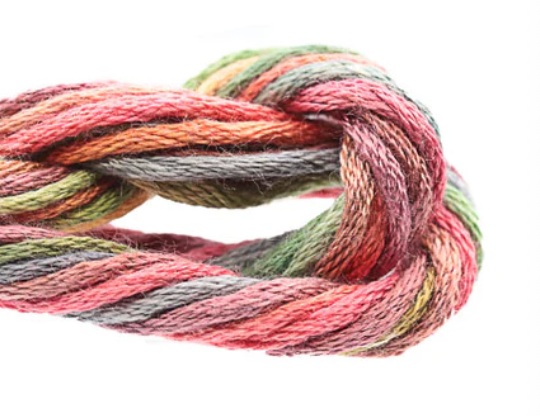 Multicolored yarn skein on a white background