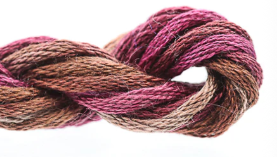 Multicolored skein of yarn on a white background