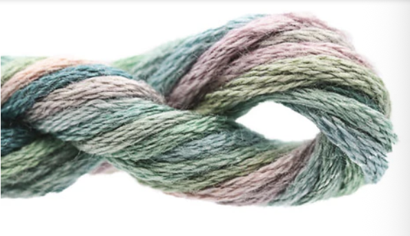 Multicolored yarn skein on a white background