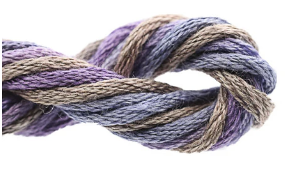 Close-up of a skein of multicolored yarn on a white background