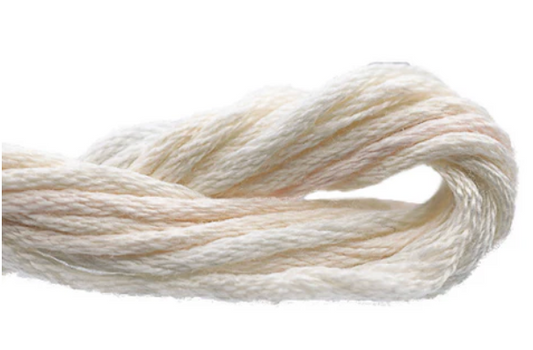 Close-up of a skein of white yarn on a white background