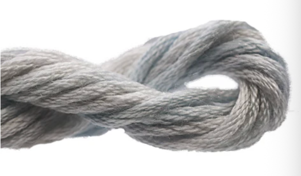Gray skein of yarn on a white background