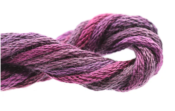 Close-up of purple yarn on a white background