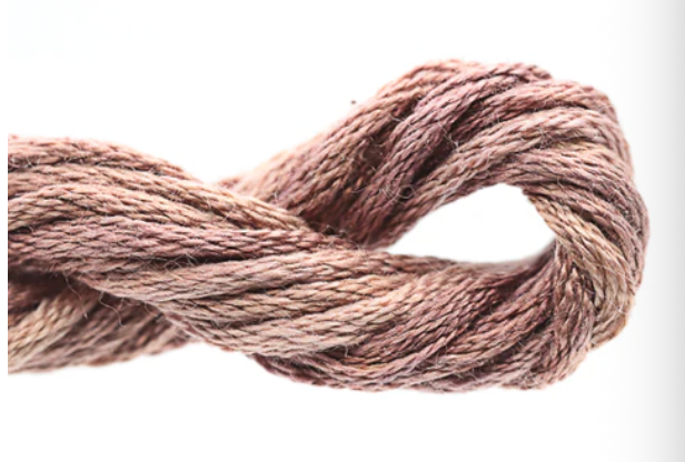 Close-up of a skein of brown yarn on a white background