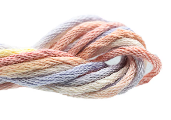 Multicolored yarn skein on a white background
