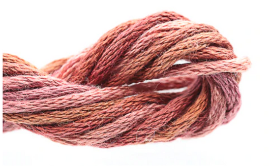 Close-up of pink and brown yarn on a white background