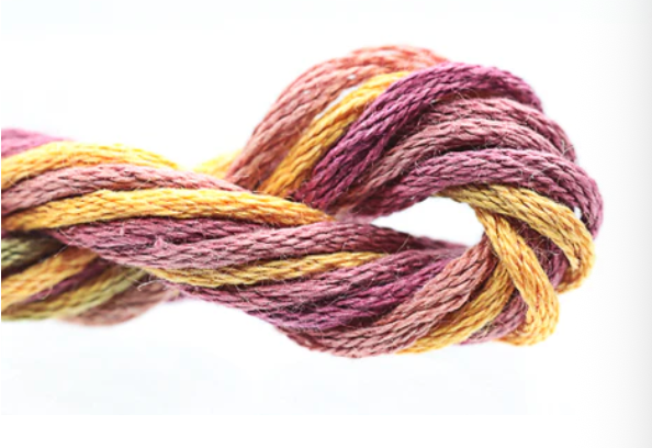 Multicolored yarn skein on a white background