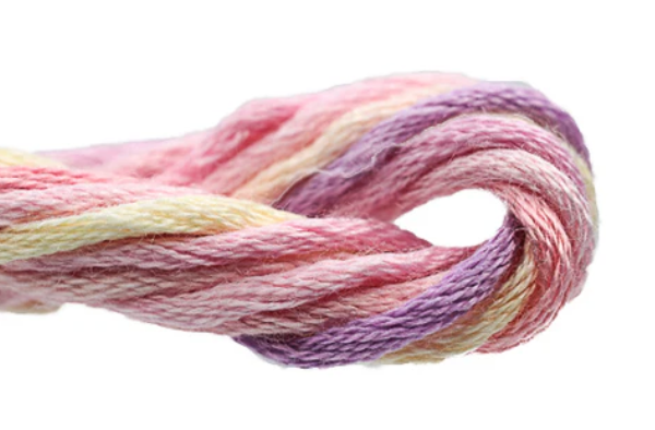 Multicolored yarn skein on a white background