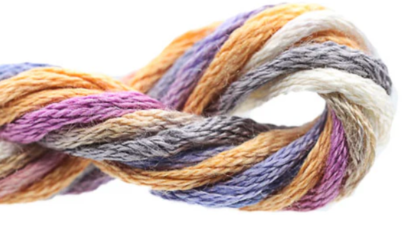 Multicolored yarn skein on a white background