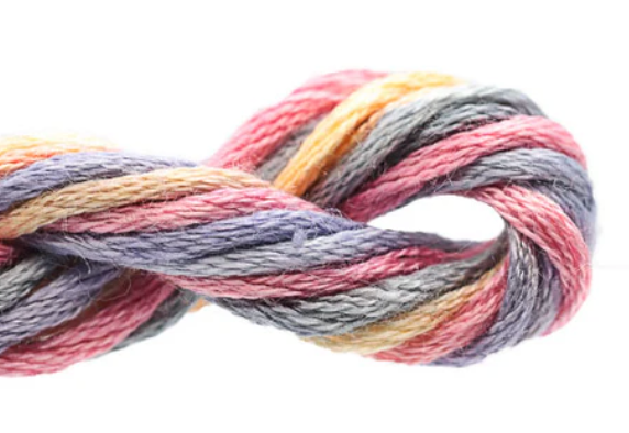 Multicolored yarn skein on a white background