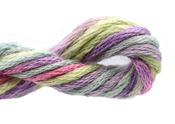 Multicolored yarn skein on a white background