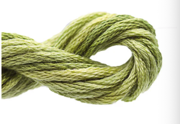 Close-up of green yarn on a white background