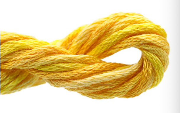 Close-up of yellow yarn on a white background