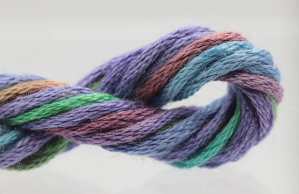Multicolored yarn skein on a white background
