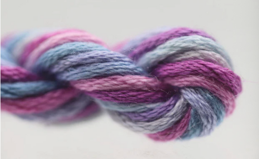 Multicolored skein of yarn on a light background