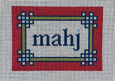 Floral Corner Mahjong Insert (Red Navy Olive)