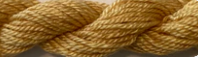 A close-up of a twisted cotton cord or yarn in a warm tan-gold color, filling the frame.