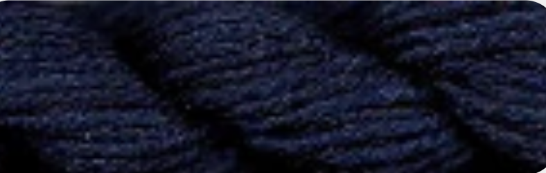 A close-up of dark navy blue yarn texture, showing the twisted plies and heathered color.