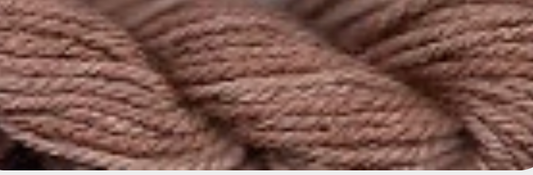 A close-up of a twisted yarn or thread in a warm taupe-brown color, filling the frame.