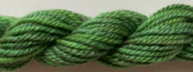 Twisted green rope or cord with a variegated texture of light and dark green