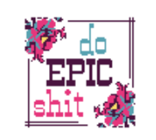 Do Epic Shit needlepoint canvas with pink and purple floral border
