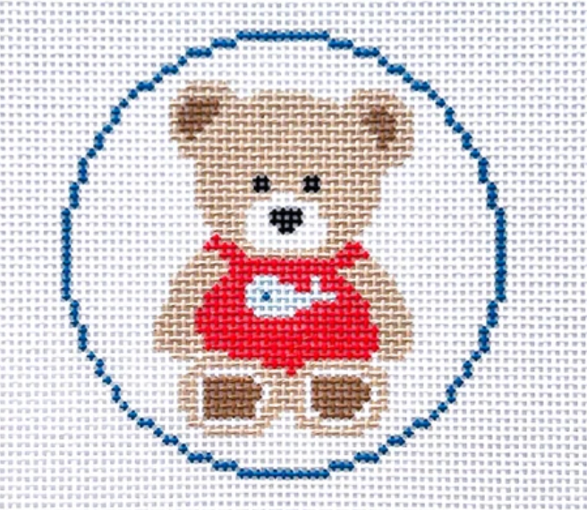 Hand-painted teddy bear needlepoint