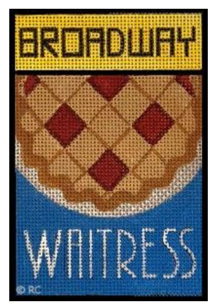 Broadway Waitress needlepoint canvas with pie design