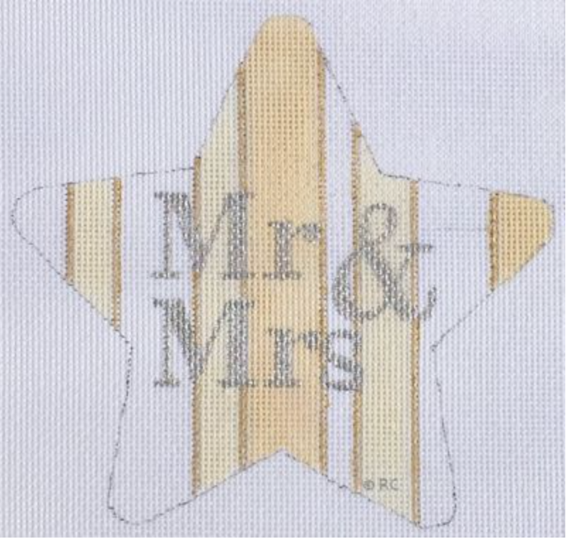 Mr & Mrs star-shaped needlepoint canvas