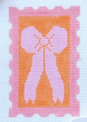 Pink and orange bow cross-stitch design